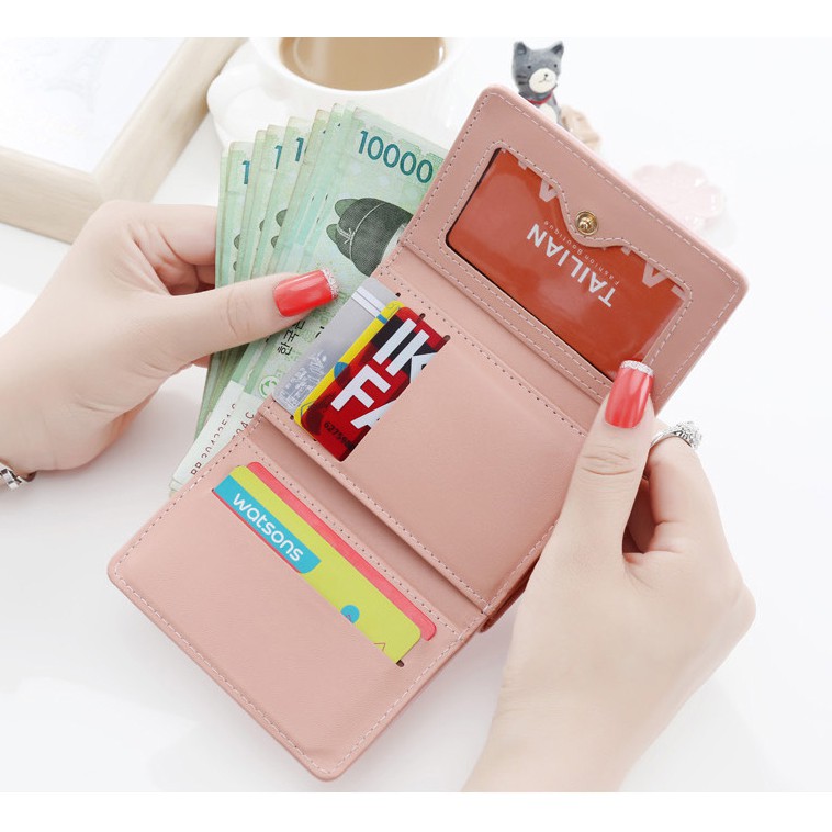 Bóp Da Nữ Cầm Tay Mini Xinh Xắn Thời Trang Hàn Quốc Một Loại Ví Gấp Ngắn Đa Chức Năng Đẹp Mẫu Hình Trái Tim Sweet Dream | BigBuy360 - bigbuy360.vn