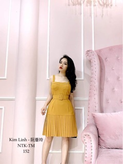Váy 2 dây cúp ngực chân xếp ly