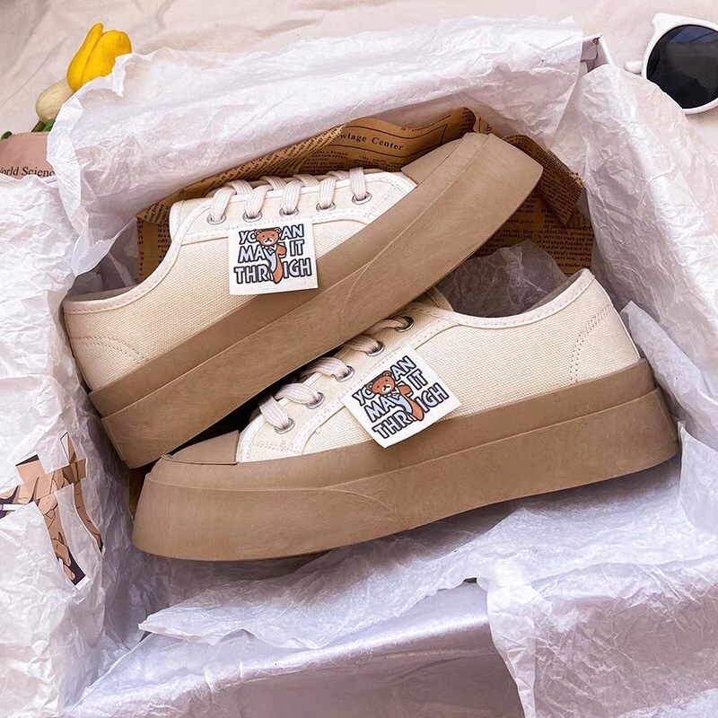 Giày nữ thể thao sneaker đi học đẹp trắng đen đế cao 5 cm big size HALISA G008