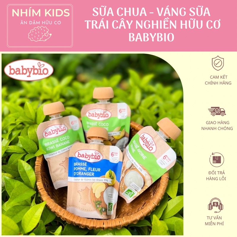 Váng sữa - Sữa chua - Trái cây nghiền hữu cơ BabyBio Pháp 85gam (Dành cho bé từ 6 tháng)