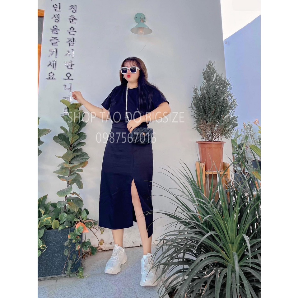 Set áo thun phối chân váy xẻ tà #bigsize 60-90kg