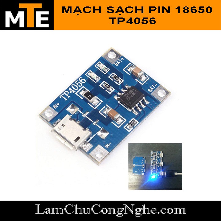 Module mạch sạc pin 18650 TP4056 1A Micro USB