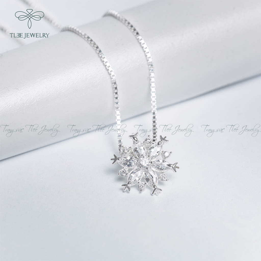 Dây chuyền bạc nữ TLEE mặt hoa tuyết nạm đá lấp lánh NCJ D0103
