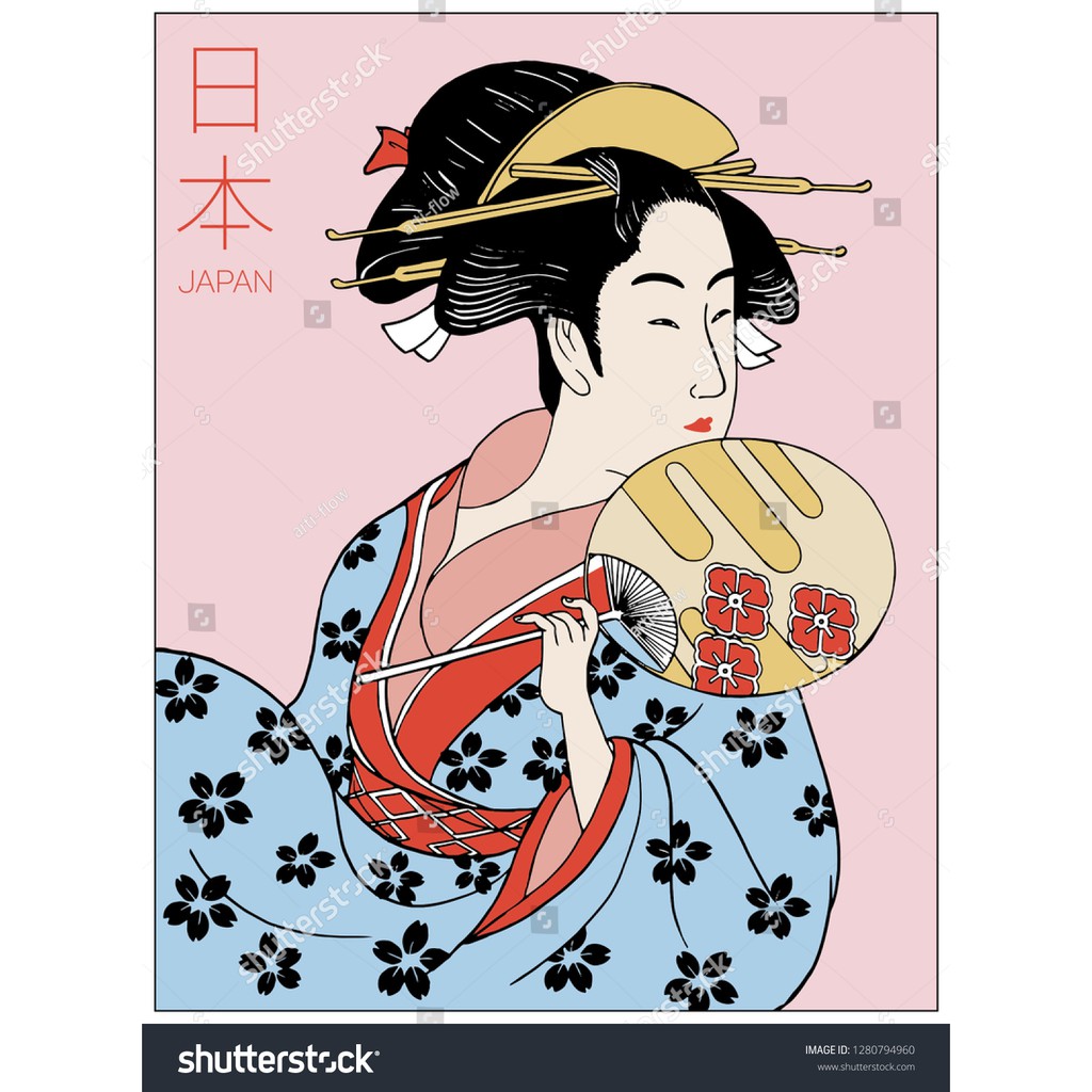 Tranh lụa 3d Quán ăn Phòng trà phong cách Nhật Bản QAPTNB-03