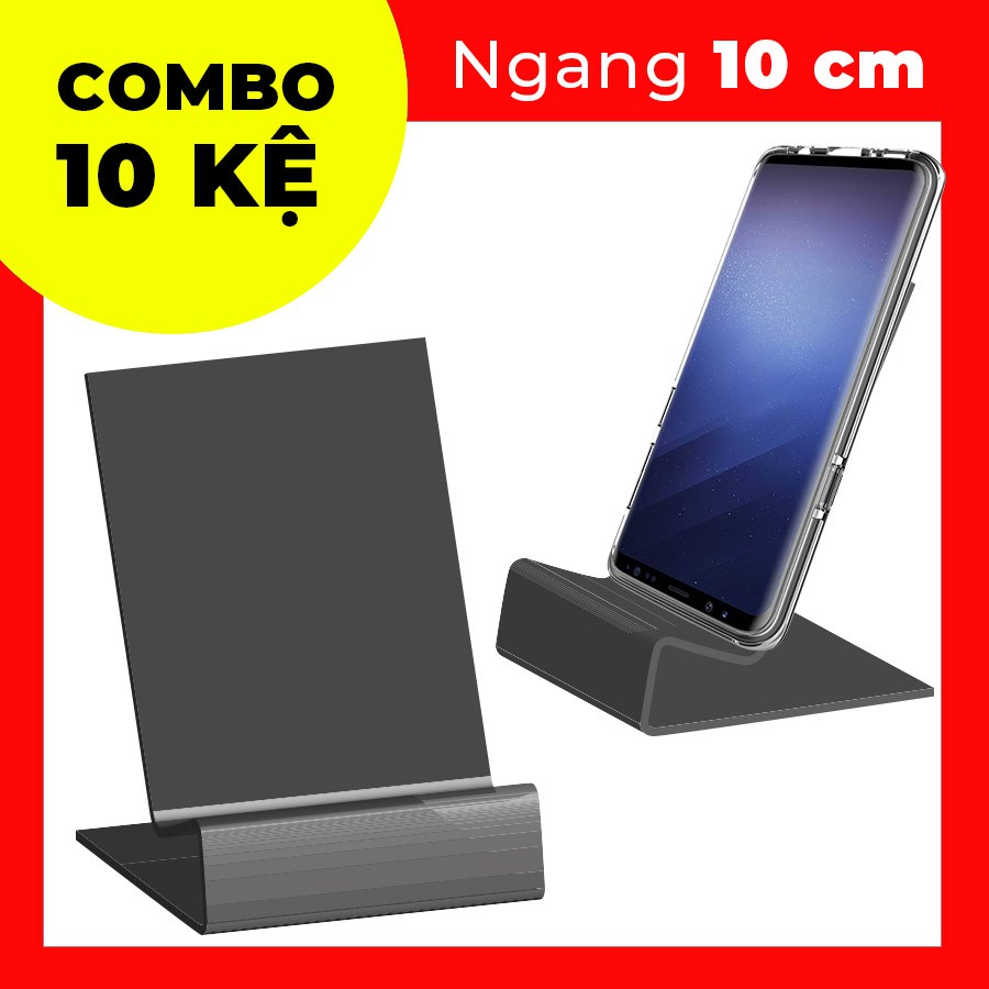 [COMBO 10 Kệ] Mica ĐEN Trưng Bày Điện Thoại (Ngang 10cm)