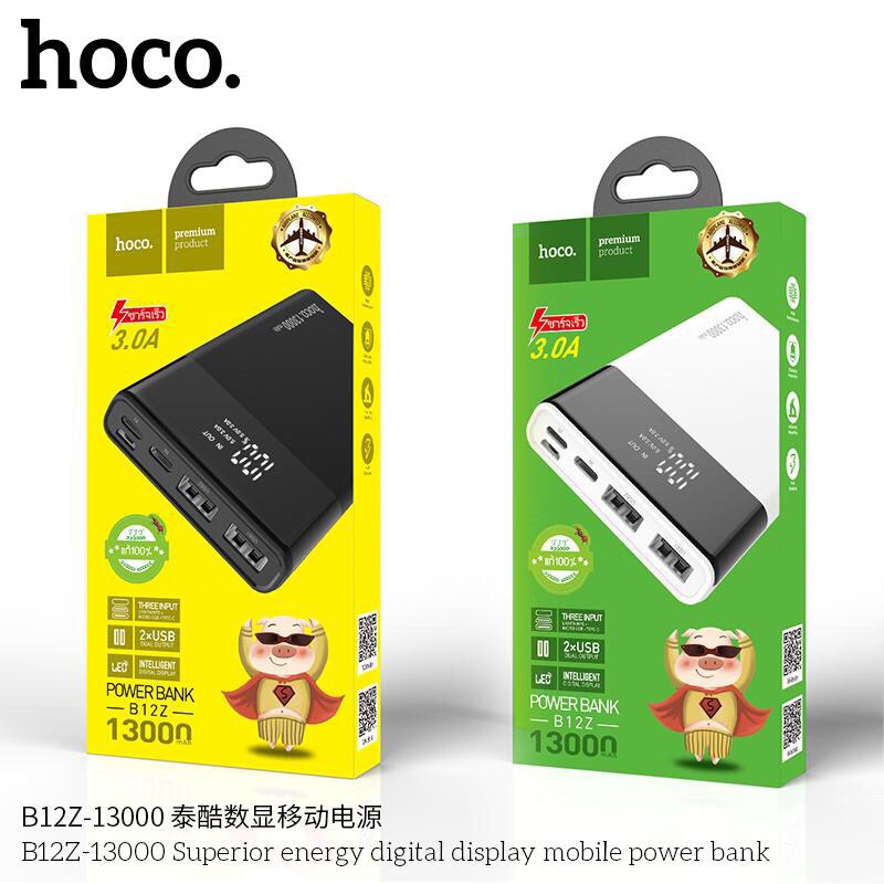 Pin sạc dự phòng Hoco B12Z Superior 13000mAh In/Output 3A, màn hình LCD - Hàng chính hãng