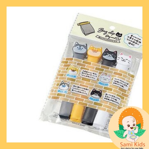 Set 4 dụng cụ kẹp miệng túi Echo xuất Nhật hình mèo dễ thương SAMI KIDS