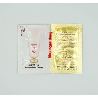 Gói dùng thử Sữa rửa mặt kiềm dầu nhờn dưỡng sáng da whoo hồng Hydrating foam cleanser 1ml