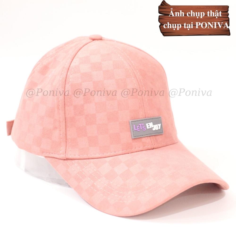 Mũ lưỡi trai ❤️ Nón kết phối tem da in chữ Let's enjoy chất nhung caro phong cách Ulzzang Thời trang PONIVA siêu hot
