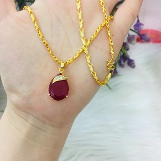 [HÀNG CAO CẤP] Dây chuyền nữ ghép mặt đá đỏ siêu đẹp | Vòng cổ, Dây chuyền vàng nữ đẹp | mạ vàng 5 lớp .