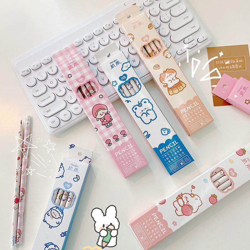 Bộ 10 Cây Bút Chì Kèm Gôm Tẩy Họa Tiết Hoạt Hình Dễ Thương