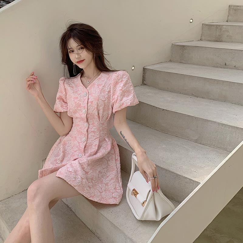 Đầm Tay Phồng Cổ Chữ V Hở Lưng Quyến Rũ Thời Trang Cho Nữ