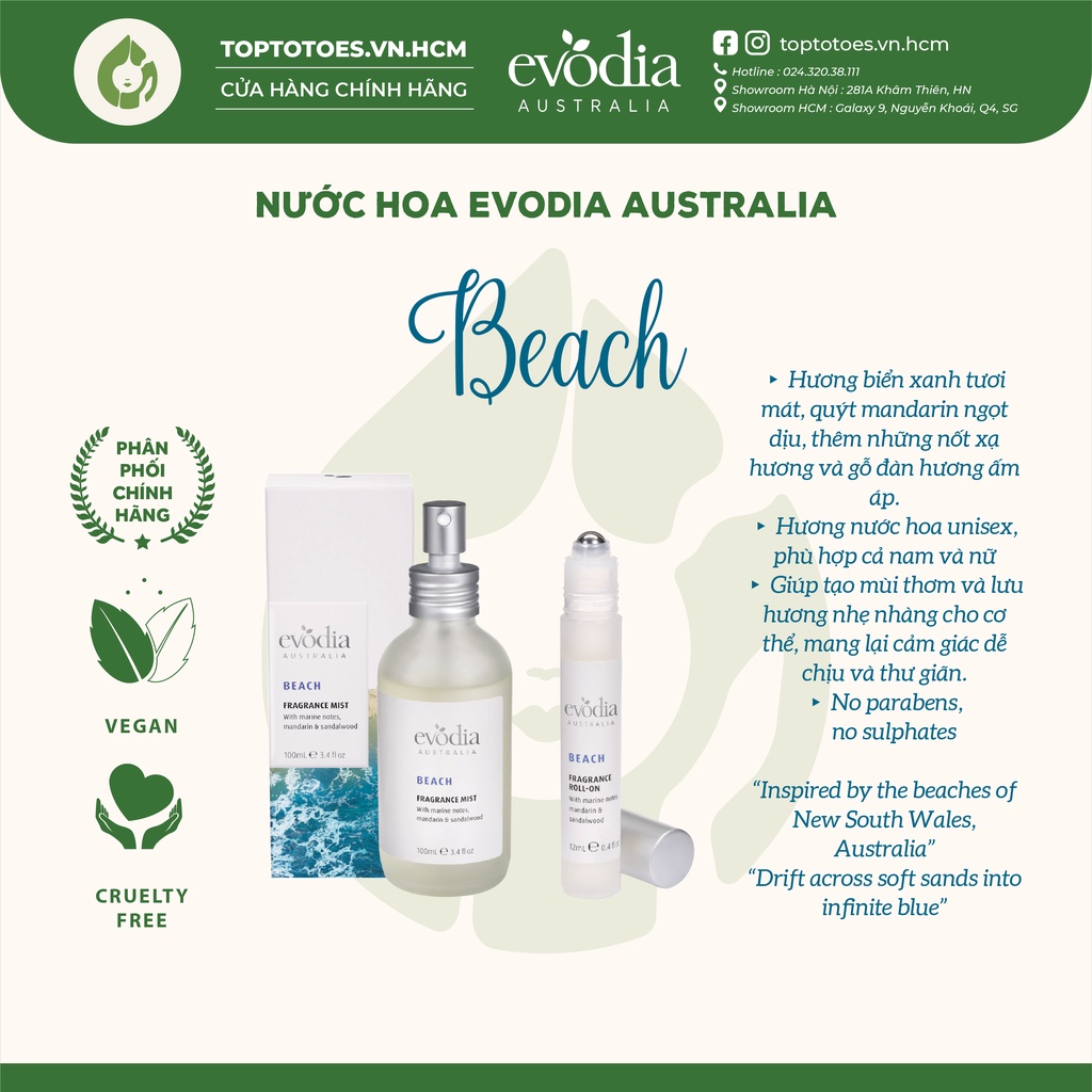[Date SALE] Nước hoa Evodia Australia BEACH