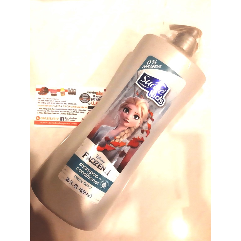 DẦU TẮM GỘI XÃ CHO bé 3 TRONG 1 SUAVE KIDS HÌNH công chúa ELSA MÙI BERRY FLURRY 828ML TỪ MỸ.mẫu chai mới