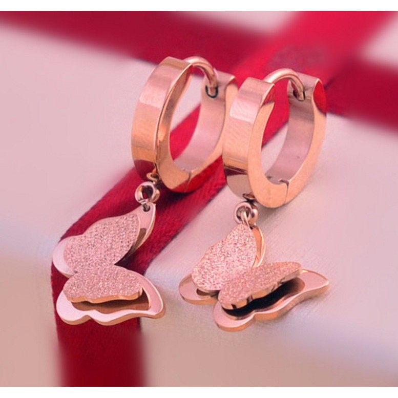 Bông Tai Bướm Tòn Ten Titan Ko Đen TT 0736