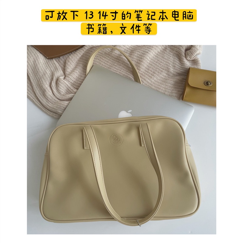 Túi xách da mềm màu trơn cỡ lớn phối khóa kéo phong cách Retro Nhật hàn20210824 | BigBuy360 - bigbuy360.vn