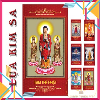 [GIÁ XƯỞNG] Tranh Kim Sa Tam Thế Phật ( Có thiết kế mẫu theo yêu cầu) 40x80cm