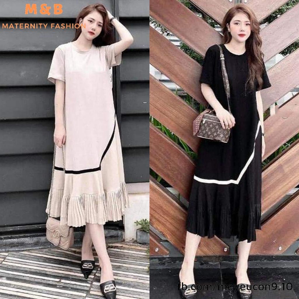 Đầm bầu thời trang thiết kế xuông MB119 chất Cotton 100% freesize từ 45 đến 70kg