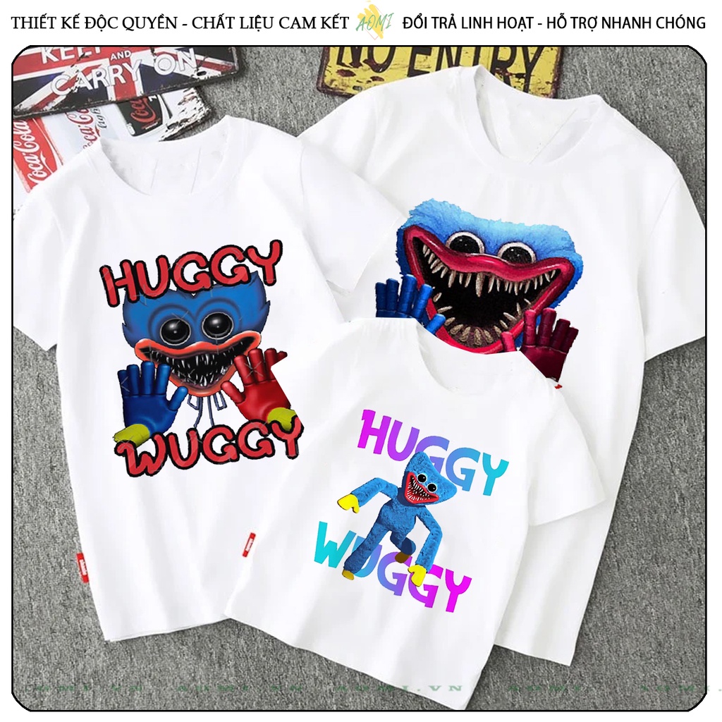 ÁO THUN Poppy Playtime Huggy Wuggy UNISEX PHÔNG TRẮNG TAY NGẮN NAM NỮ GIA ĐÌNH CẶP ĐÔI SIZE TRẺ EM BÉ TRAI GÁI AOMIVN