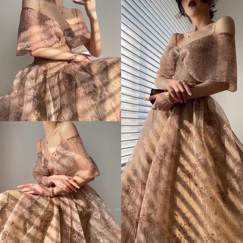 Đầm maxi hoa nhí phong cách quý cô sang trọng thời trang nữ hebe's MSP C99