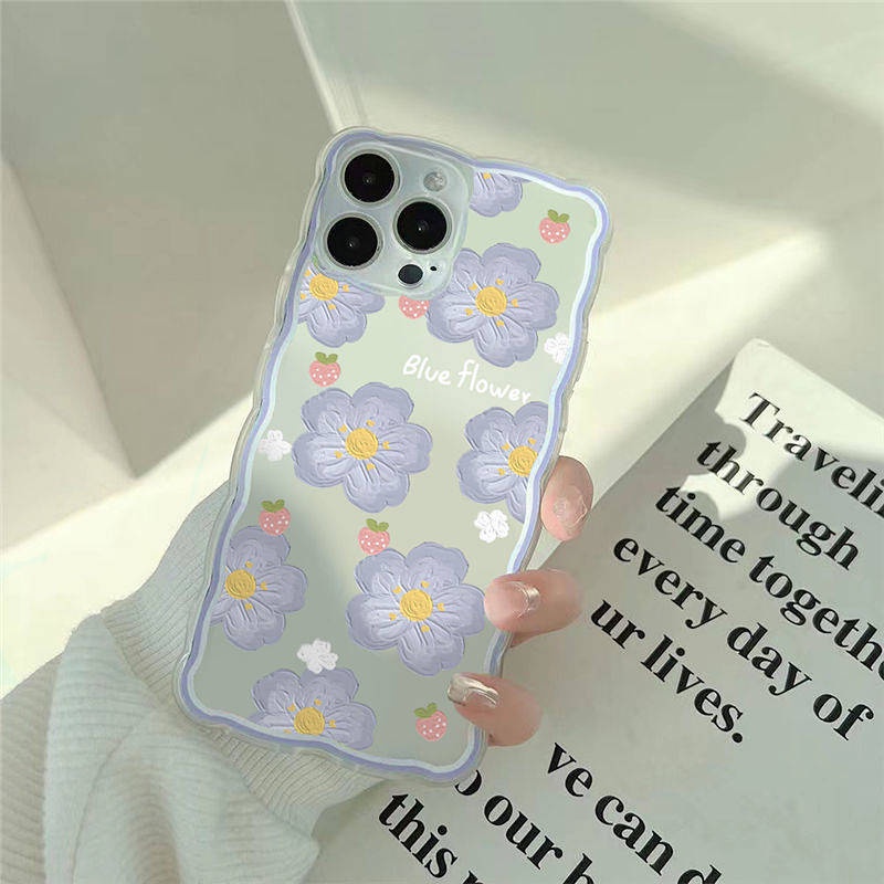 Strawberry Blue Flowers Apple 11Promax Phone Case Iphone13 12 Fresh Xsxr Simple 6S 7 8P Soft LbDW