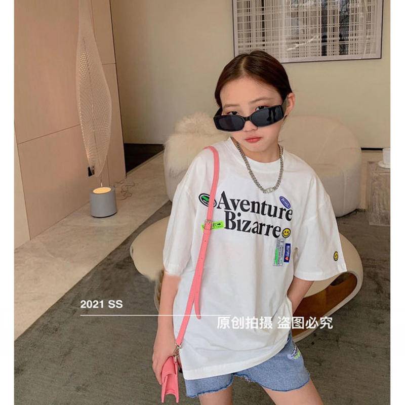 Áo Thun Cotton Tay Ngắn In Chữ Thời Trang Dành Cho Bé Gái