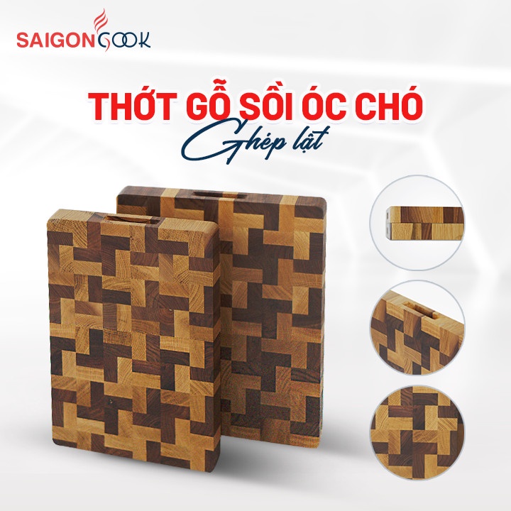 Thớt Saigoncook ghép lật gỗ sồi, gỗ óc chó