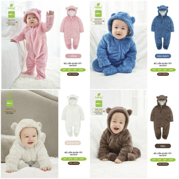 Bộ body liền quần tất lông bé trai, bé gái Lullaby