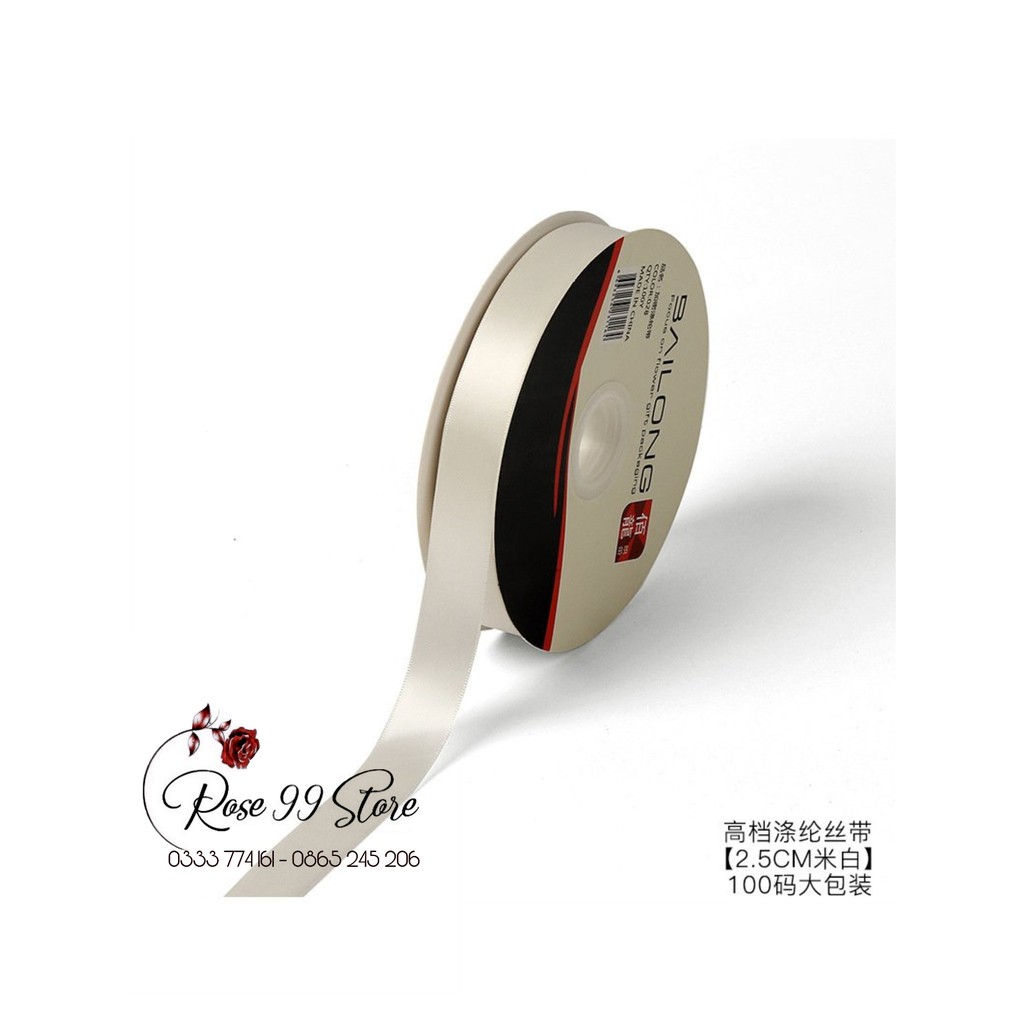 Ruy băng lụa cối 2,5cm chất dày cuộn 100Y