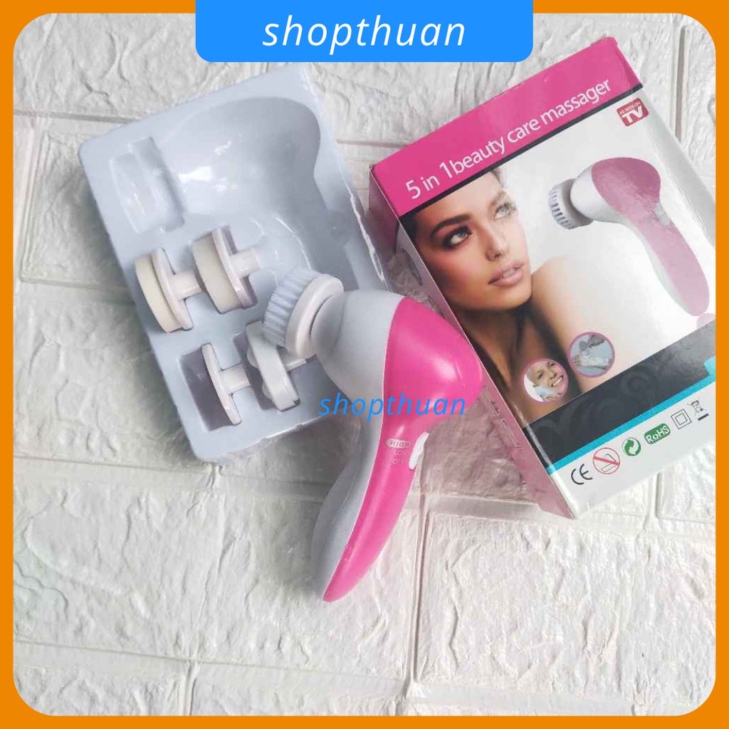 Máy rửa mặt Babie Skin 5in1 beauty care massager dùng 2 pin AA