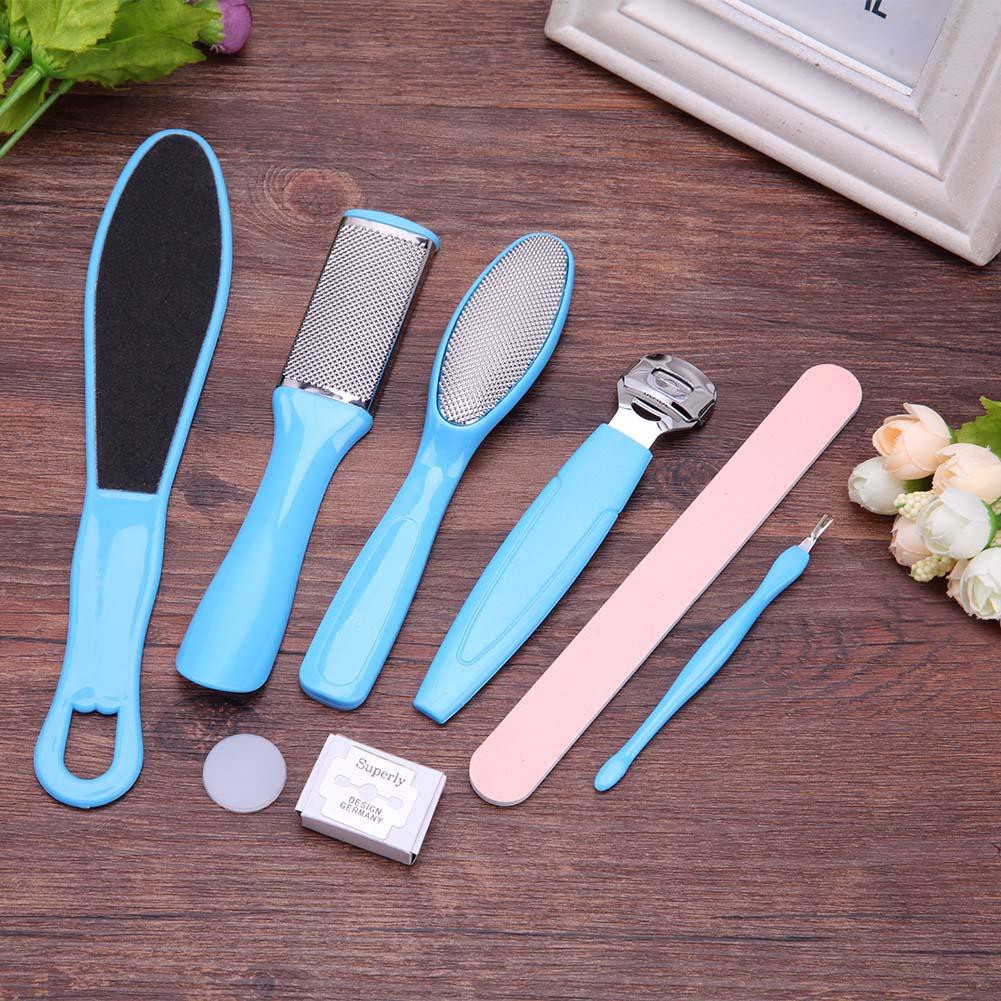 [Hàng mới về] Set 8 dụng cụ chà chân loại bỏ vết chai tẩy tế bào chết chăm sóc sức khỏe bằng thép không gỉ