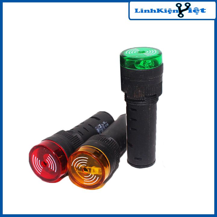 Đèn báo nguồn có còi AD16-16SM điện áp 12VDC/24VDC/220VAC 3 màu đỏ/vàng/xanh lá