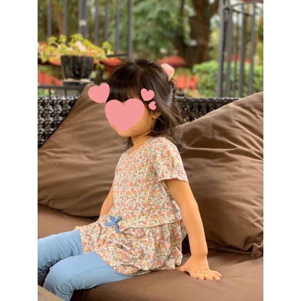 Áo váy cotton hoa nhí allo&lugh nơ bé gái