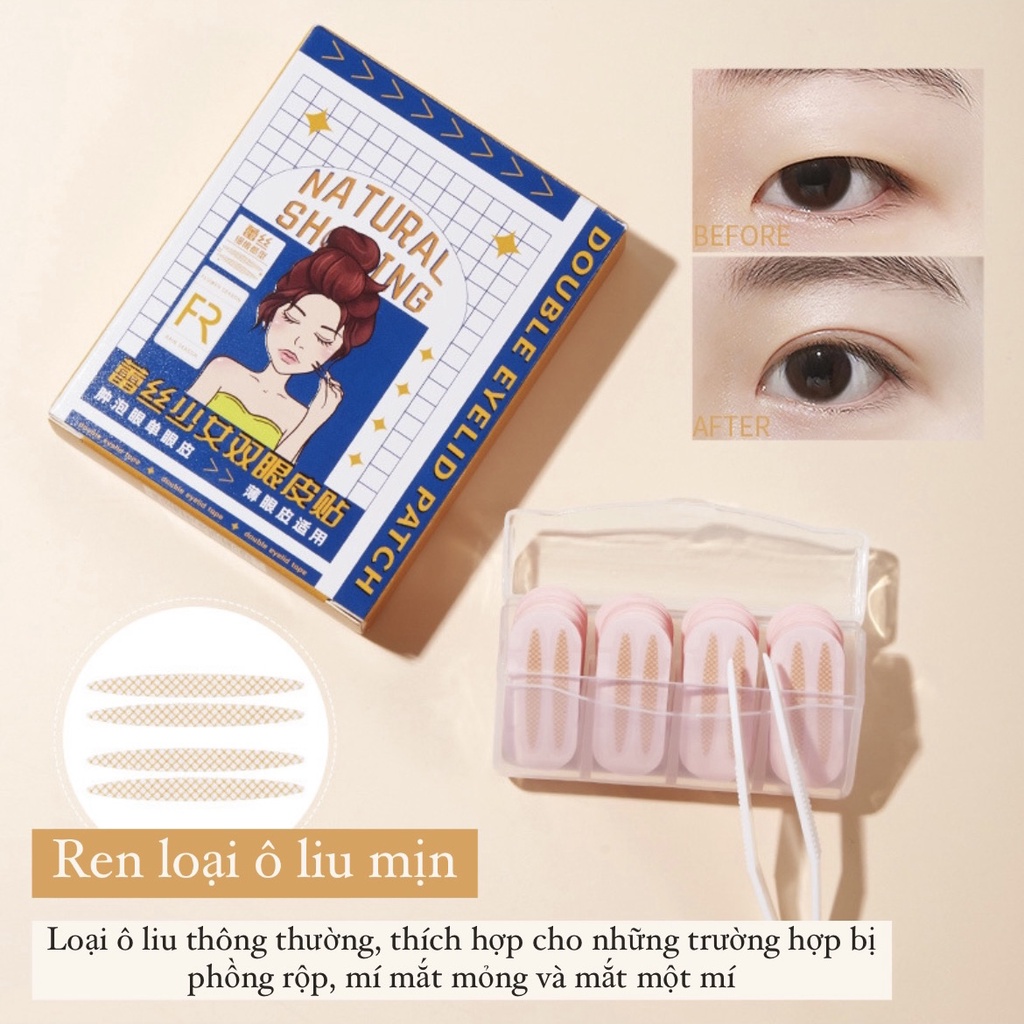 Miếng dán kích mí trong suốt FR hộp 100 miếng, miếng dán mí mắt tạo mắt 2 mí, miếng dán kích mí siêu mỏng chống thấm nướ