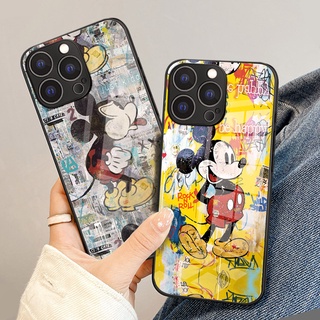 DISNEY Ốp Điện Thoại Mặt Kính Cường Lực Hình Chuột Mickey Cho iPhone 11 13 12 Pro MAX 7 8 6 Plus X XR XS MAX SE20