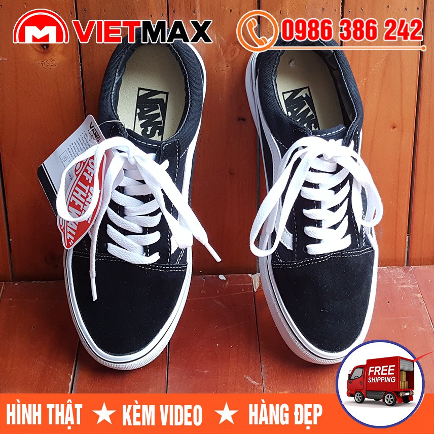 ⚡[MŨI NHUNG + DA LỘN] Giày Thể Thao Old Skool Đen Trắng Nam Nữ
