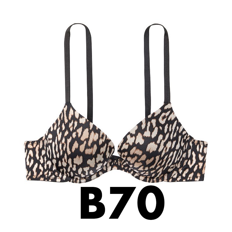 (Hàng Auth) 32B/B70  - Áo ngực da beo (109) mút nâng, Favorite T Push-up, Beige Leopard - Victoria's Secret