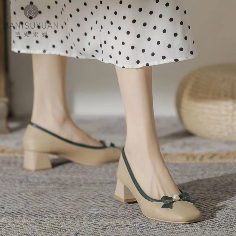 Giày Cao Gót Đính Nơ Đơn Giản Thời Trang Hàn Quốc Cho Nữ