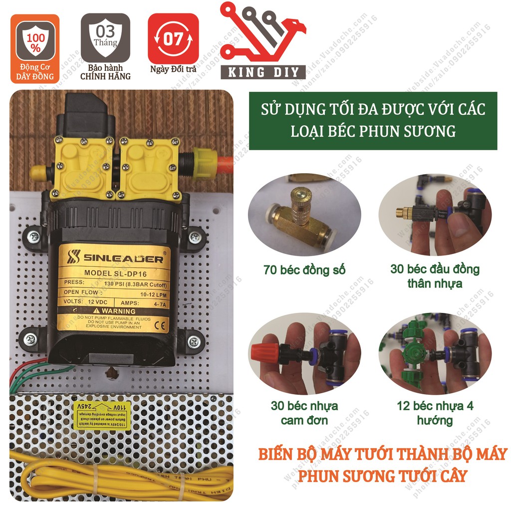 Máy bơm nước mini tăng áp tưới cây, phun sương, máy rửa xe mini cầm tay áp lực cao