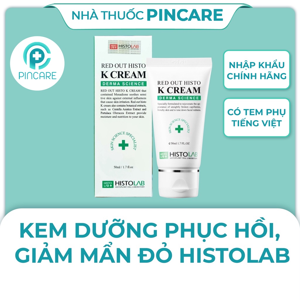 Kem dưỡng phục hồi vitamin K, peptide, B5, tinh chất rau má Histolab Red Out Histo K Cream - Nhà thuốc PinCare