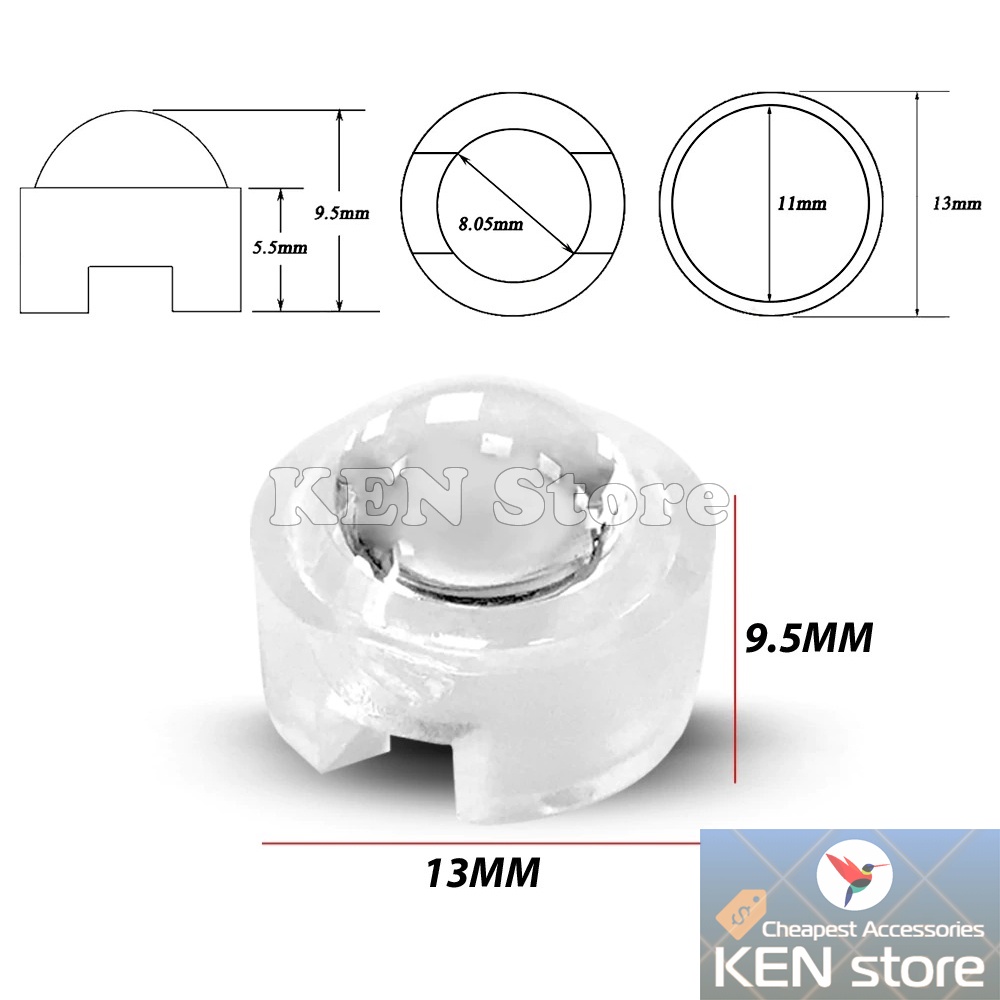 Bộ 5 chóa đèn, thấu kính 13mm cho chip led luxeon 1W 3W 5W