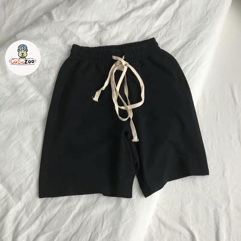 Quần đùi Unisex cạp chun BASIC quần short nam nữ thể thao buộc dây đi chơi chất thun mềm mát - CUTEZOO
