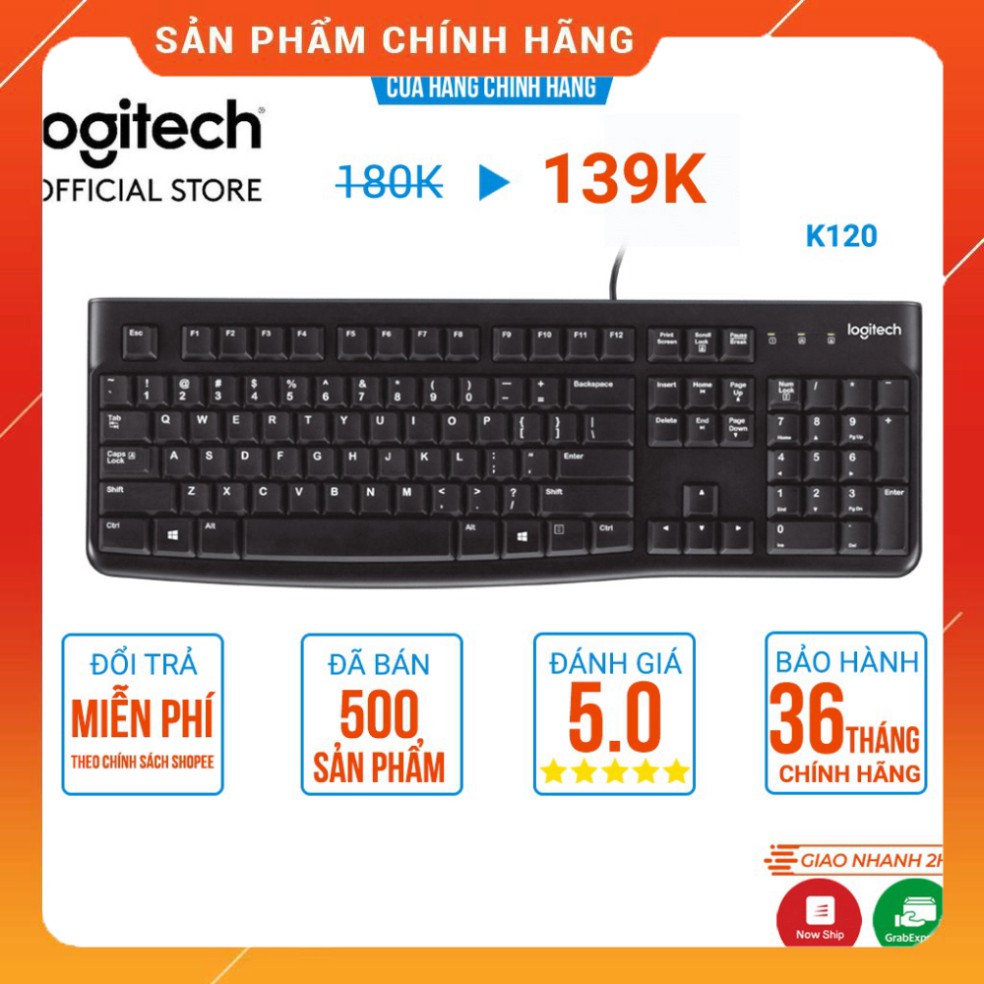 (Hot) Bàn phím máy tính Logitech K120 - Bàn phím máy tính có dây Usb Logitech - BH 36T