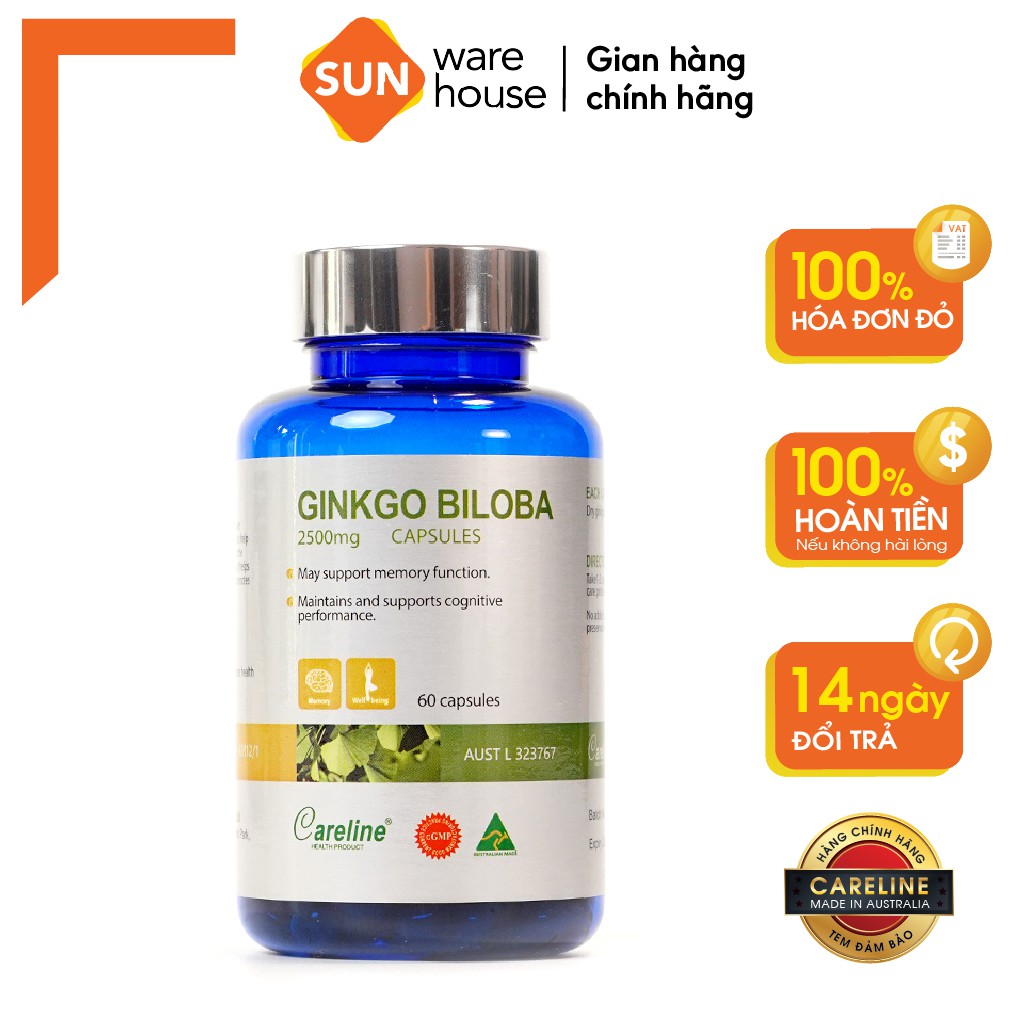 Viên Uống Cải Thiện Trí Não CARELINE Ginkgo Biloba 2500mg 60 Viên