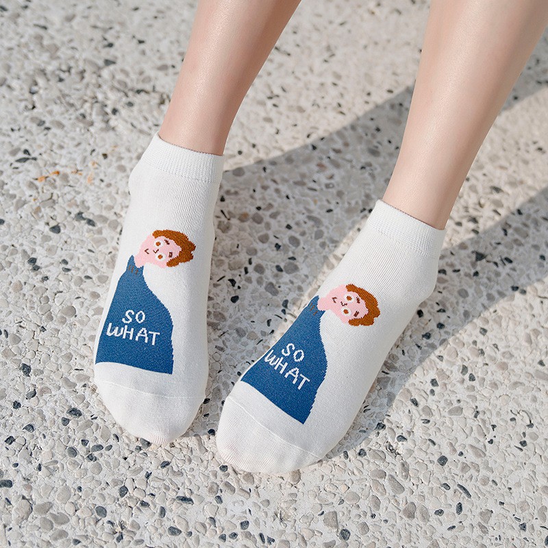 Vớ nữ cổ thấp Dễ thương Tất nữ Cổ ngắn Cute In hình Hoạt hình