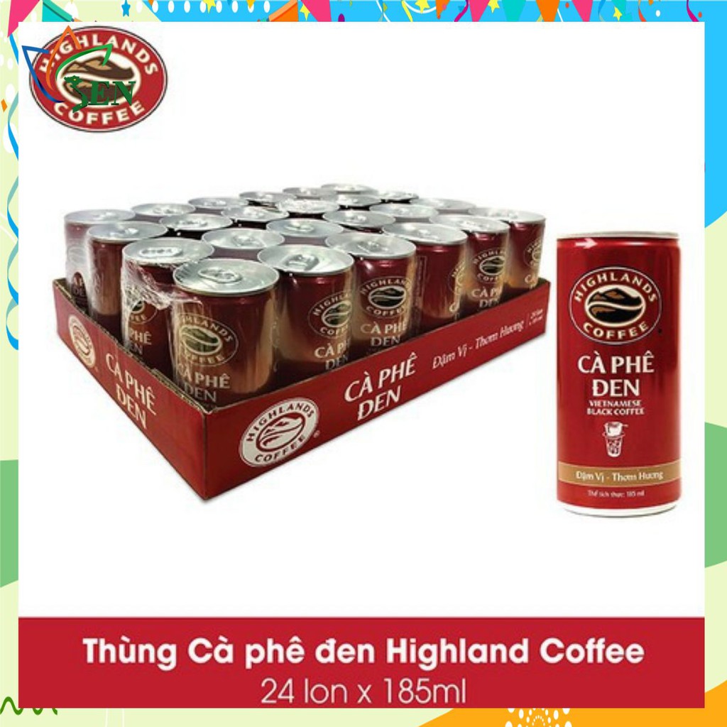 [SenXanh CAFE]  Thùng 24 Lon Cà Phê Đen Highlands Coffee 185ml