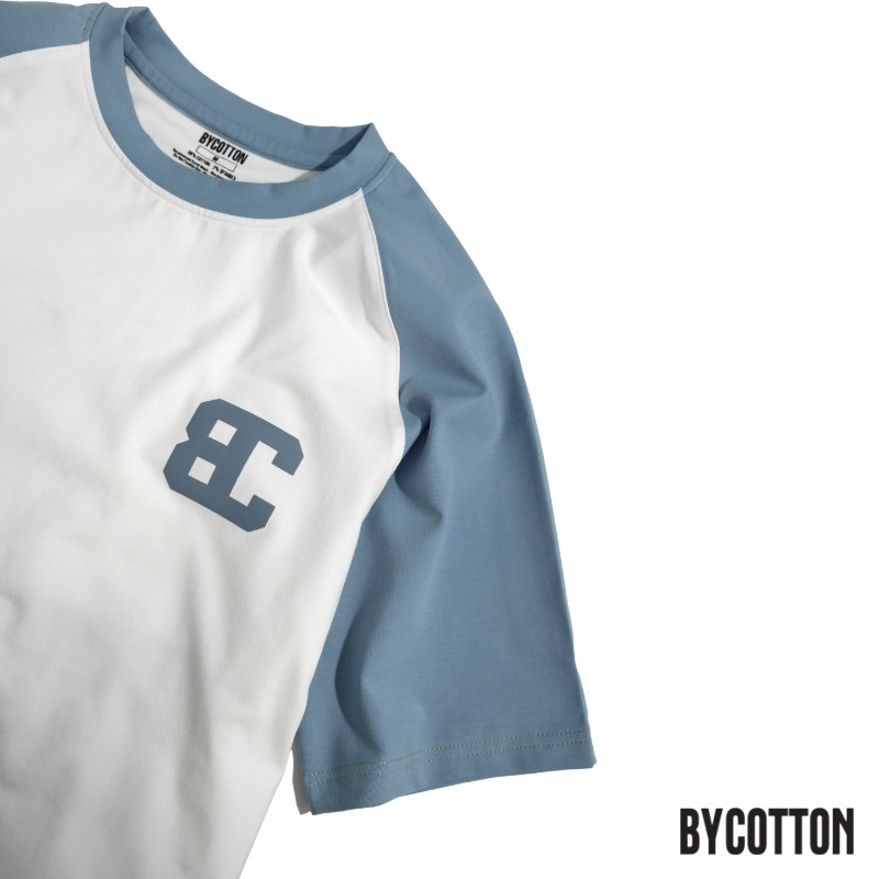 ' Áo Thun Ngắn Tay Cổ Tròn Phối Logo BC Nhiều Màu BY COTTON Raglan Pastel Print Tee ;