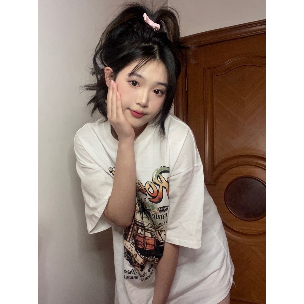 Áo thun XIAOZHAINV tay lửng in hình phong cách hiphop thời trang đường phố