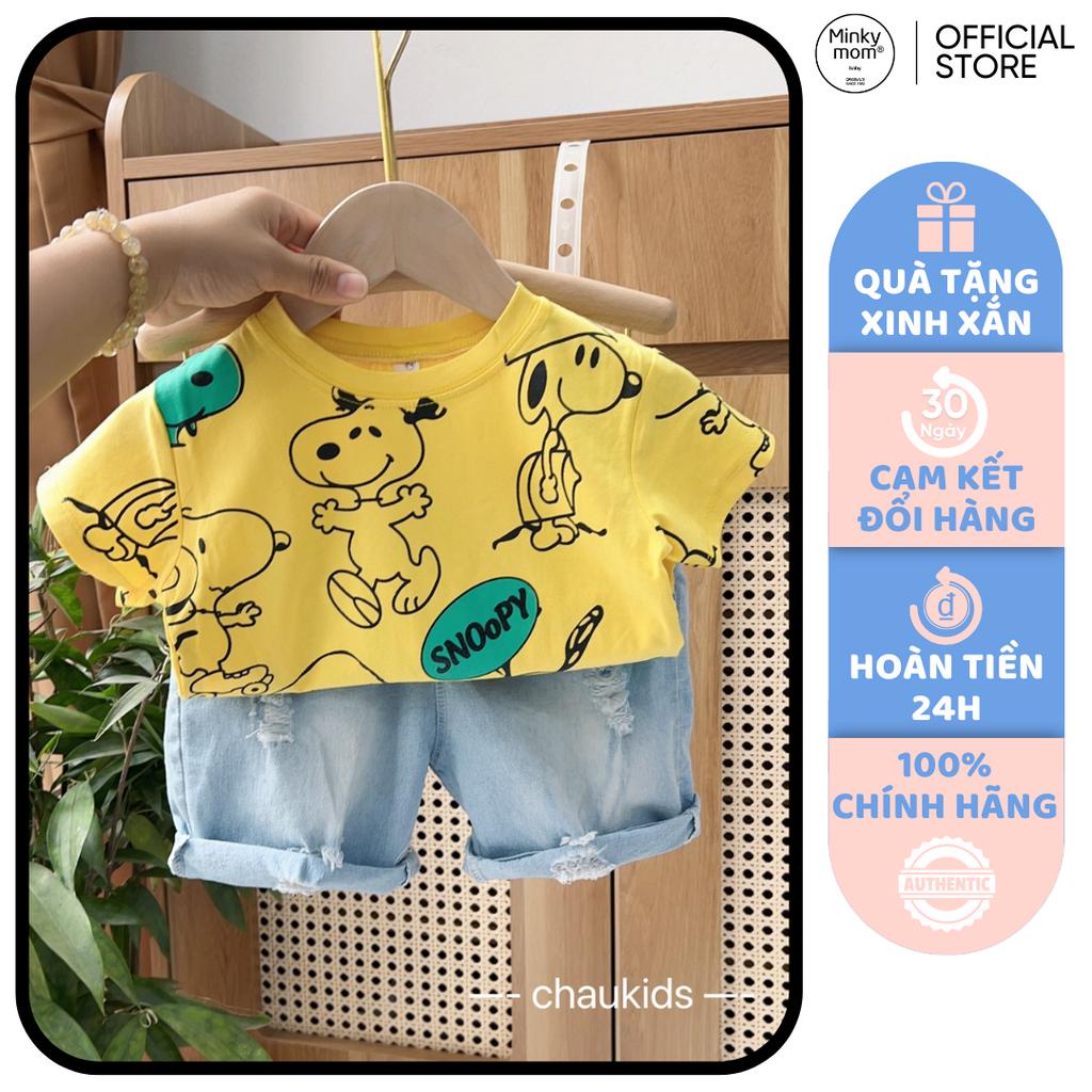 Bộ Quần Áo Cho Bé Trai, Bé Gái Cotton Quần Jeans Họa Tiết SNOOPY Dễ Thương, Đồ Bộ Cho Bé Mặc Đi Chơi Đi Học CK342