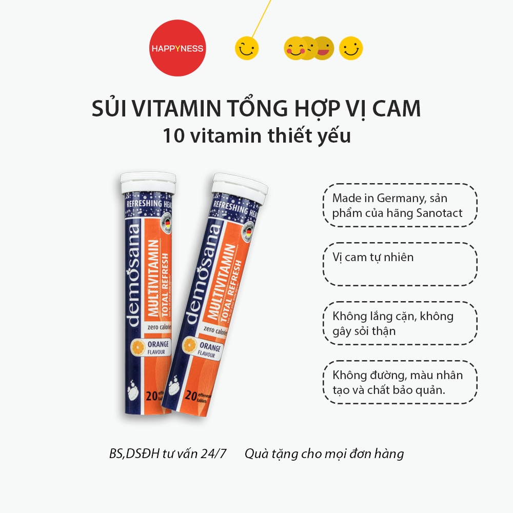 Sủi tăng cường đề kháng Demosana Made In Germany - Sủi Vitamin C, Sủi Multivitamin, Sủi Vitamin C 1000mg - Vị tuyệt ngon